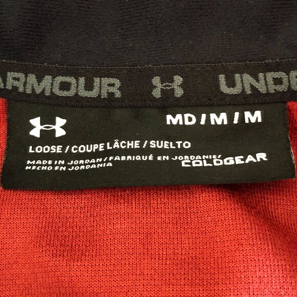 Under Armour Men's Cold Gear Quarter Zip Pullover Medium Sweater Red Long Sleeve - Picture 14 of 16